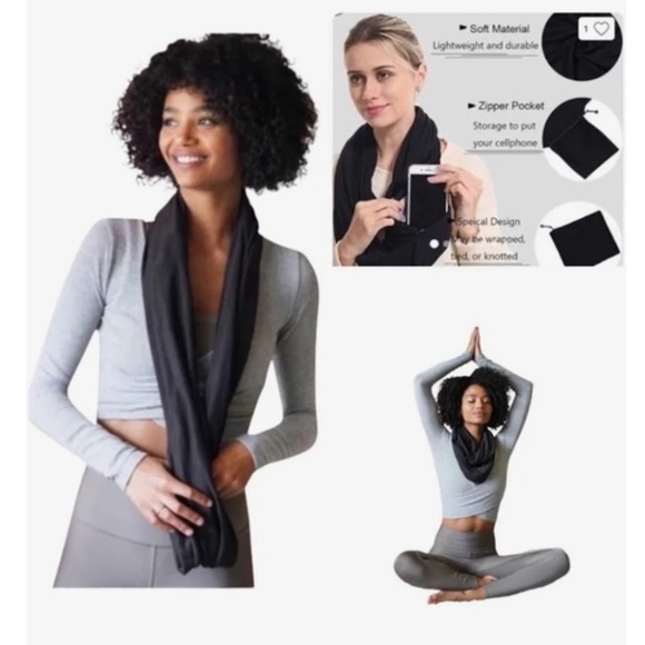 NWT Beyond Yoga Pocket Infinity Scarf Black - Picture 3 of 8